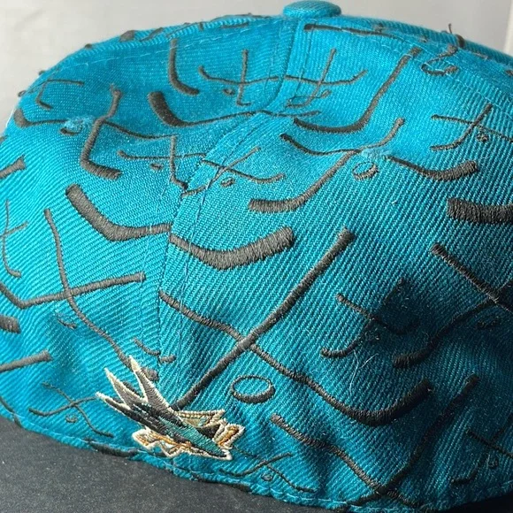 San Jose Sharks NHL Zephyr fitted hat size7 3/4 hockey stick print - Picture 5 of 9